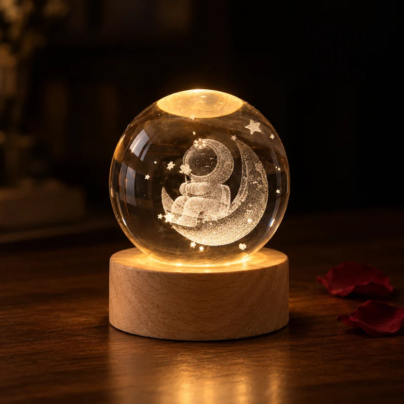 3D Crystal Ball Planet Night Light – USB LED Lamp