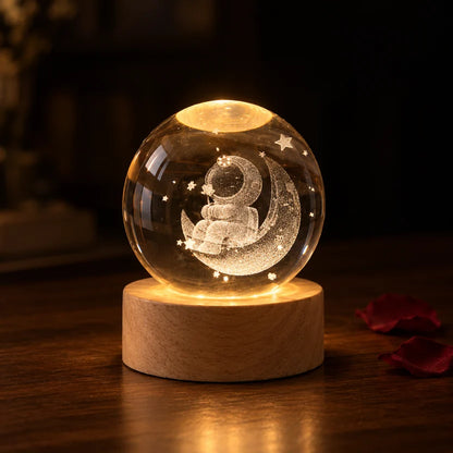 3D Crystal Ball Planet Night Light – USB LED Lamp