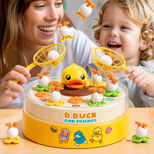 BDUCK+ Bounce and Catch Duck Game: Duck Toys for Kids Ages 3-8, Jumping Ducks Toddler Board Game with Music, 2 Player Interactive Preschool Toy, Birthday Gift for Boys and Girl
