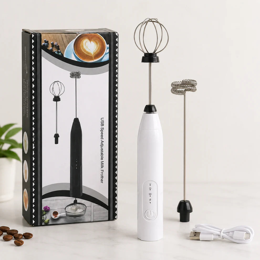 -in-1 Rechargeable Milk Frother & Egg Beater – Complete USB Set