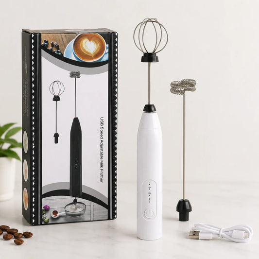 2-in-1 Rechargeable Milk Frother & Egg Beater – Complete USB Set