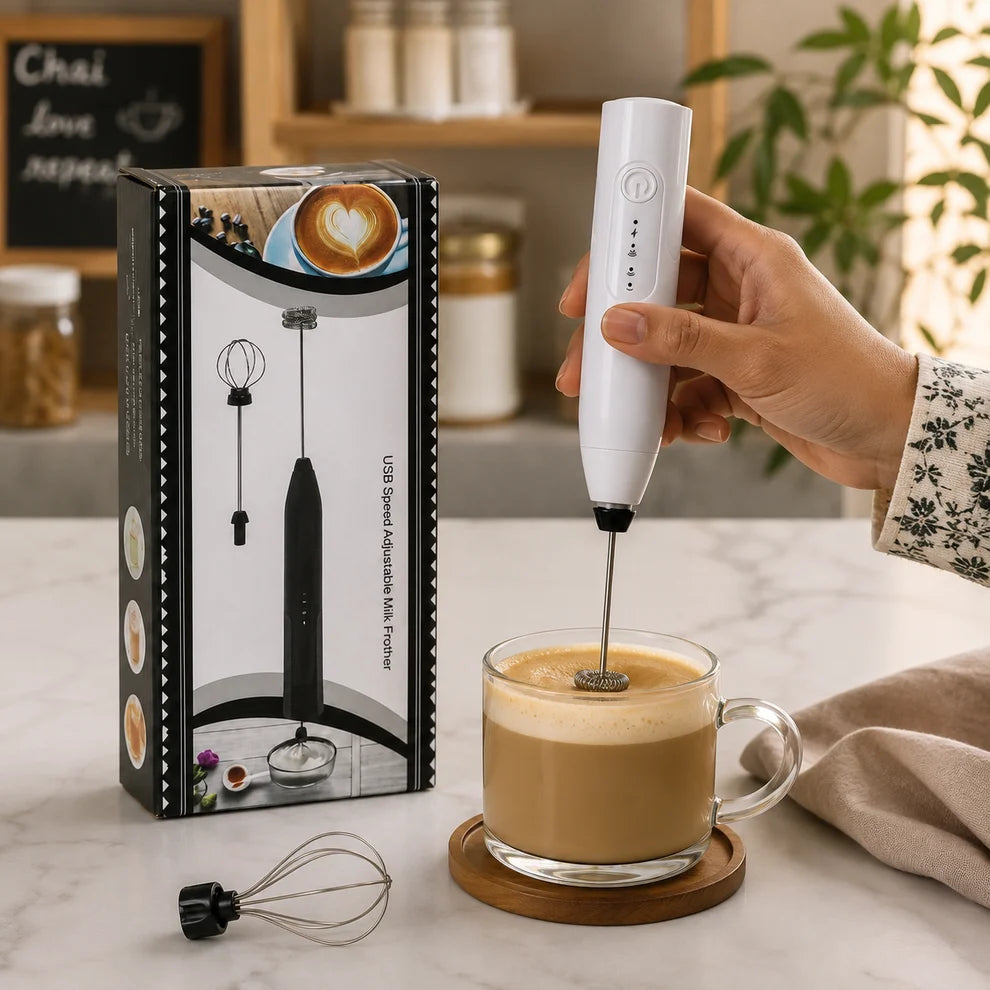 -in-1 Rechargeable Milk Frother & Egg Beater – Complete USB Set