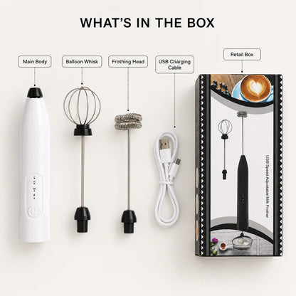 -in-1 Rechargeable Milk Frother & Egg Beater – Complete USB Set
