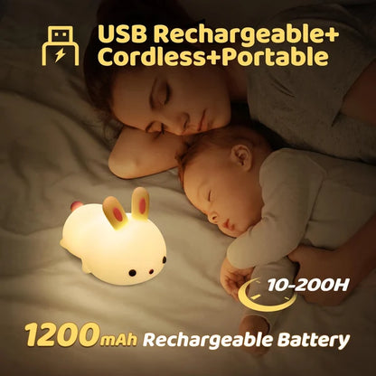 Clopal Soft Rechargeable Color Changing Cute Bunny Night Light for Kids Baby Lamp