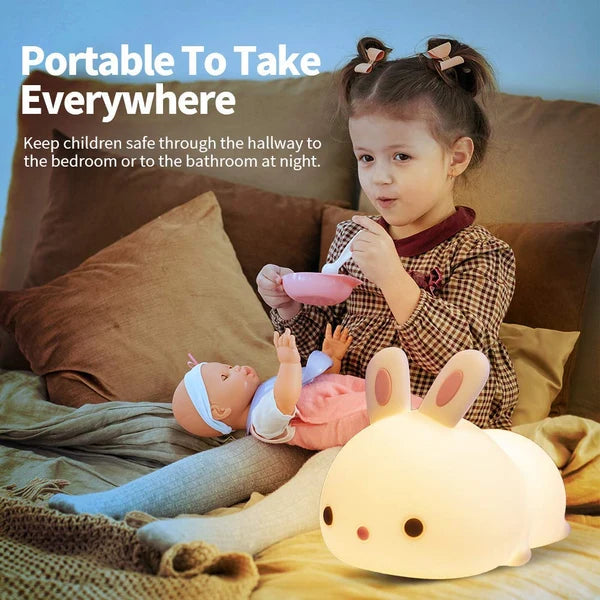 Clopal Soft Rechargeable Color Changing Cute Bunny Night Light for Kids Baby Lamp