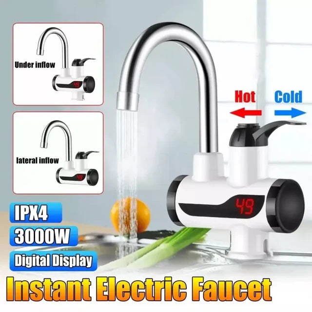 Instant Electric Water Heater Tap with Digital LED Display – 3000W Tankless Hot Water Faucet